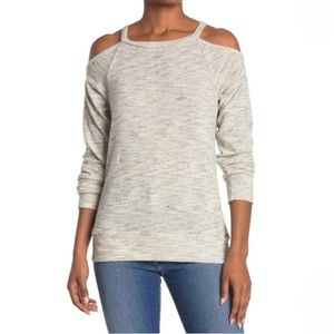 Go Couture Cold Shoulder Knit Sweatshirt In‎ Tan Size M NWT 5347